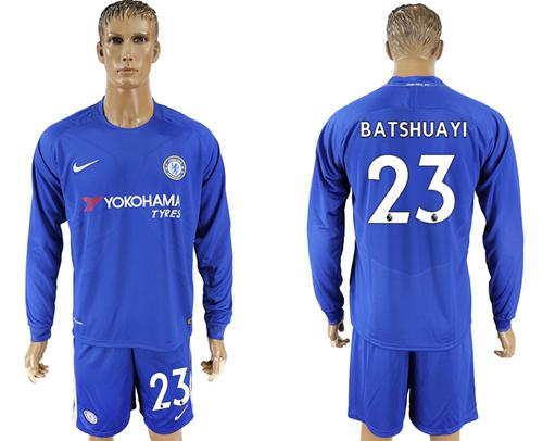 Chelsea #23 Batshuayi Home Long Sleeves Soccer Club Jersey - Click Image to Close
